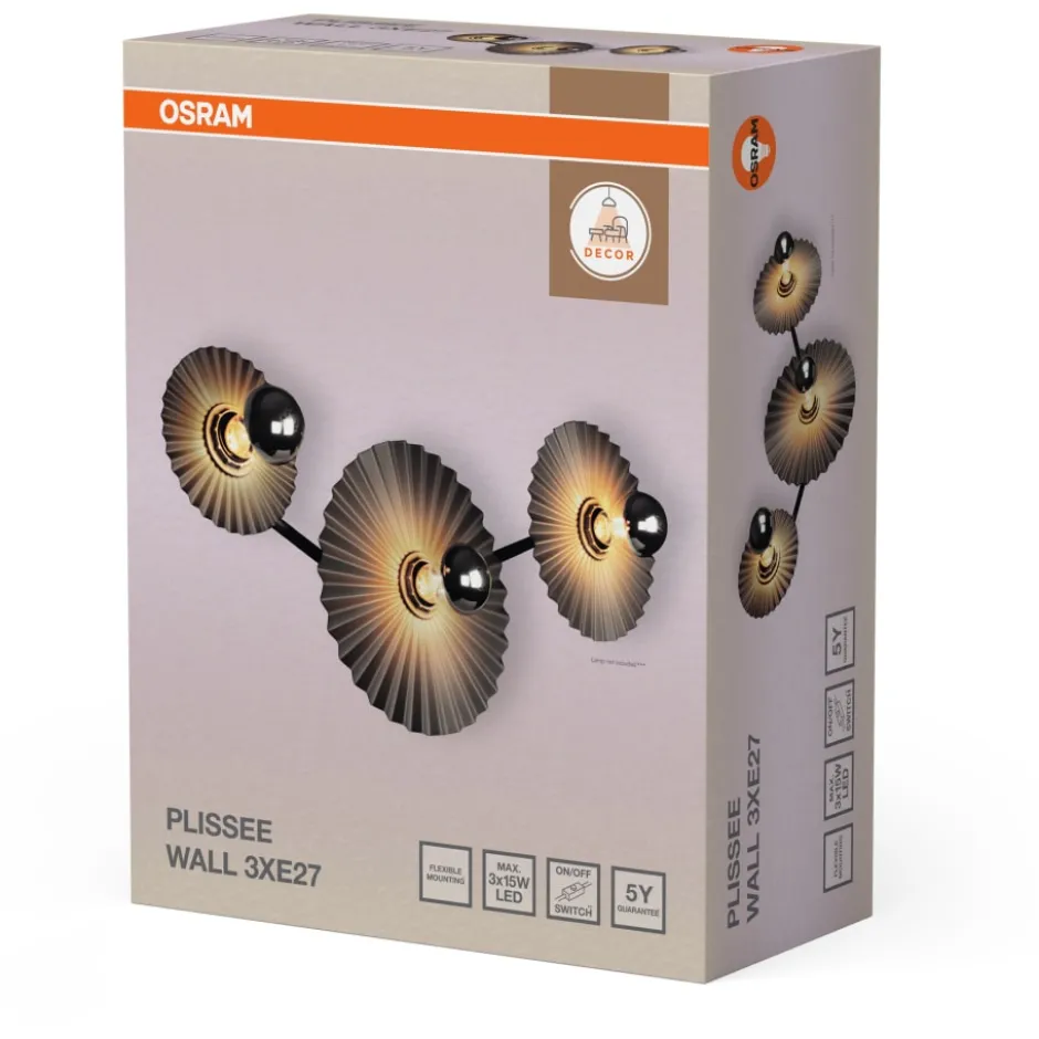 Osram Decor Plissee væglampe, grå
