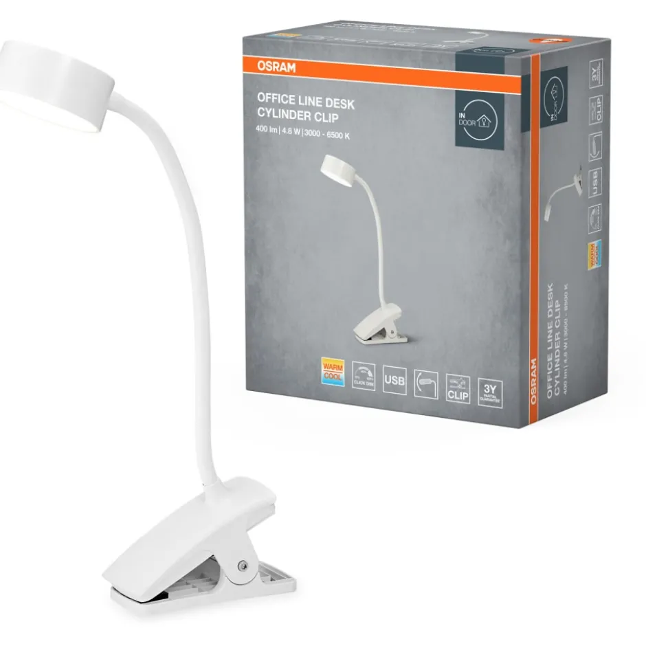 Osram Office Cylinder klemmelampe, hvid