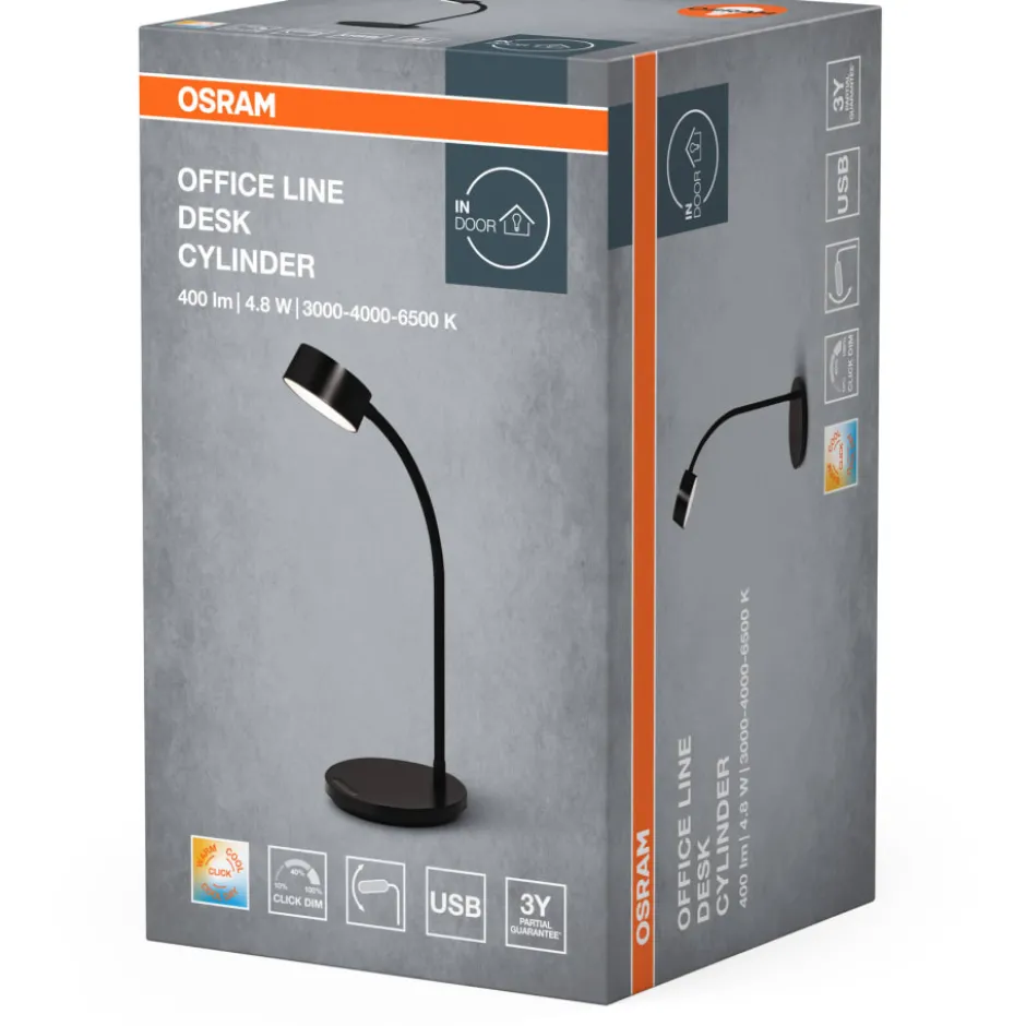 Osram Office Cylinder skrivebordslampe, sort