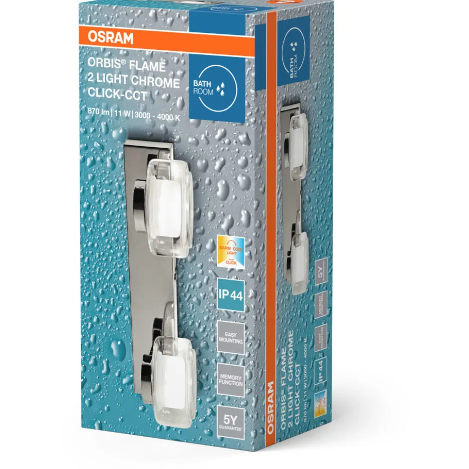 Osram Orbis Flame spejllampe, 3000-4000K, krom, 30 cm