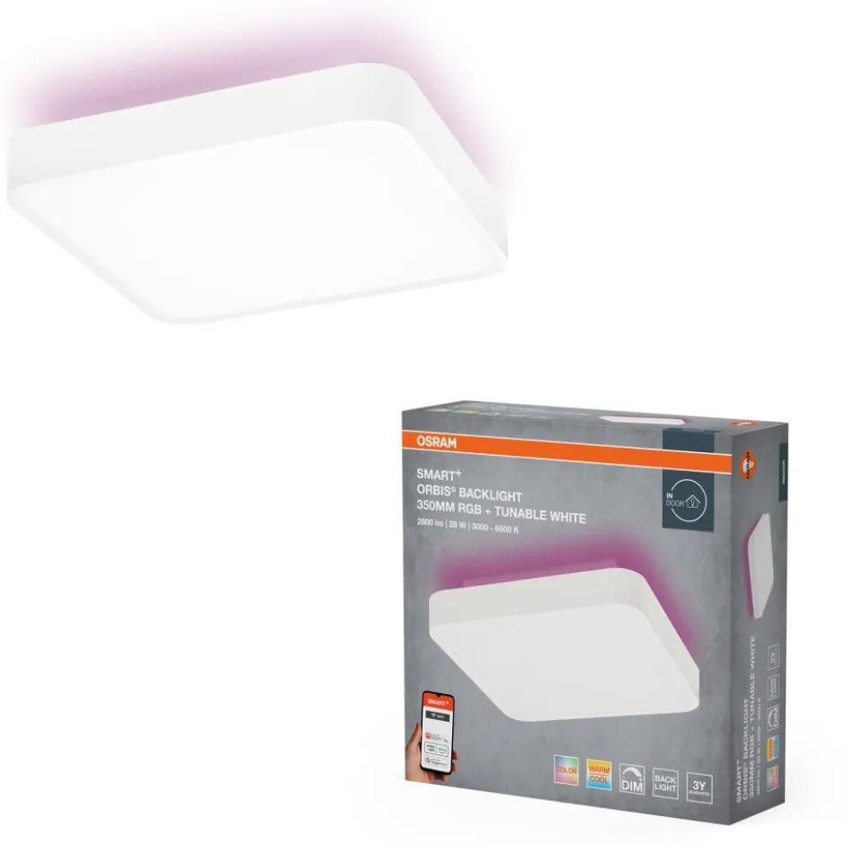 Osram Smart+ Wifi Backlight plafond, farveskift + hvid, 35x35 cm, hvid