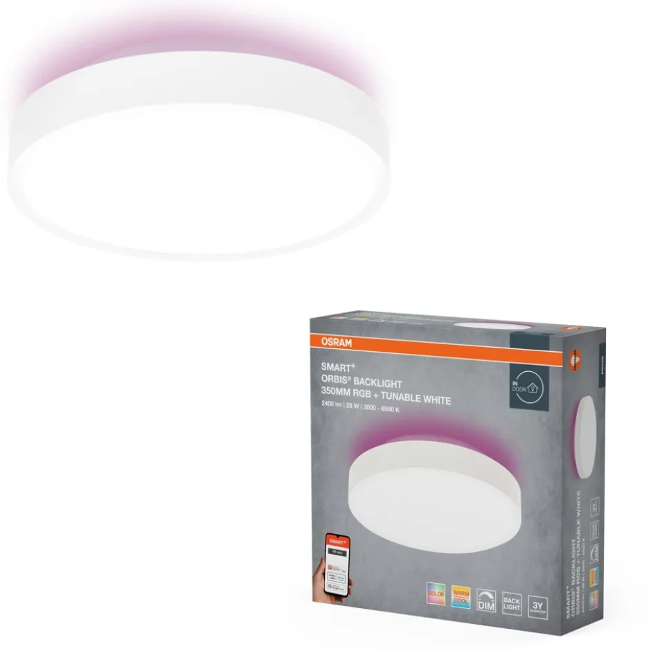 Osram Smart+ Wifi Backlight plafond, farveskift + hvid, Ø35 cm, hvid