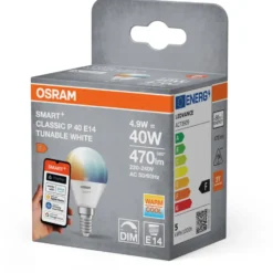 Osram Smart+ Wifi E14 kronepære, 2700K-6500K, 4,9W