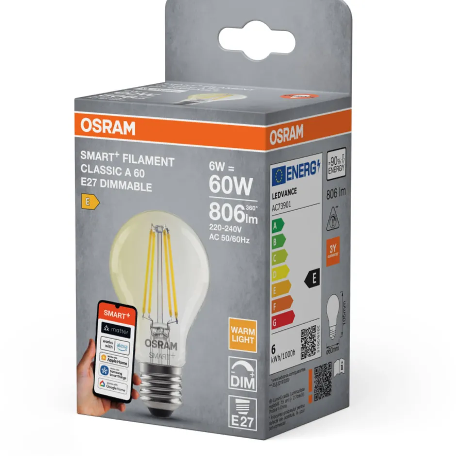 Osram Smart+ Wifi E27 standardpære, 2700K, 6W