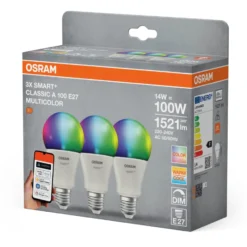 Osram Smart+ Wifi E27 standardpære, farveskift, 14W, 3-pak