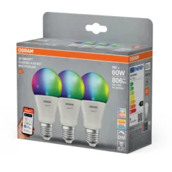 Osram Smart+ Wifi E27 standardpære, farveskift, 9W, 3-pak