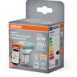 Osram Smart+ Wifi GU10 spotpære, 2700K-6500K, 4,7W