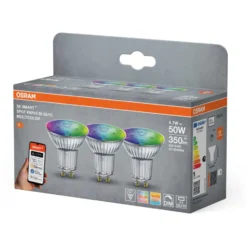 Osram Smart+ Wifi Matter GU10 spotpære, farveskift, 4,7W, 3-pak