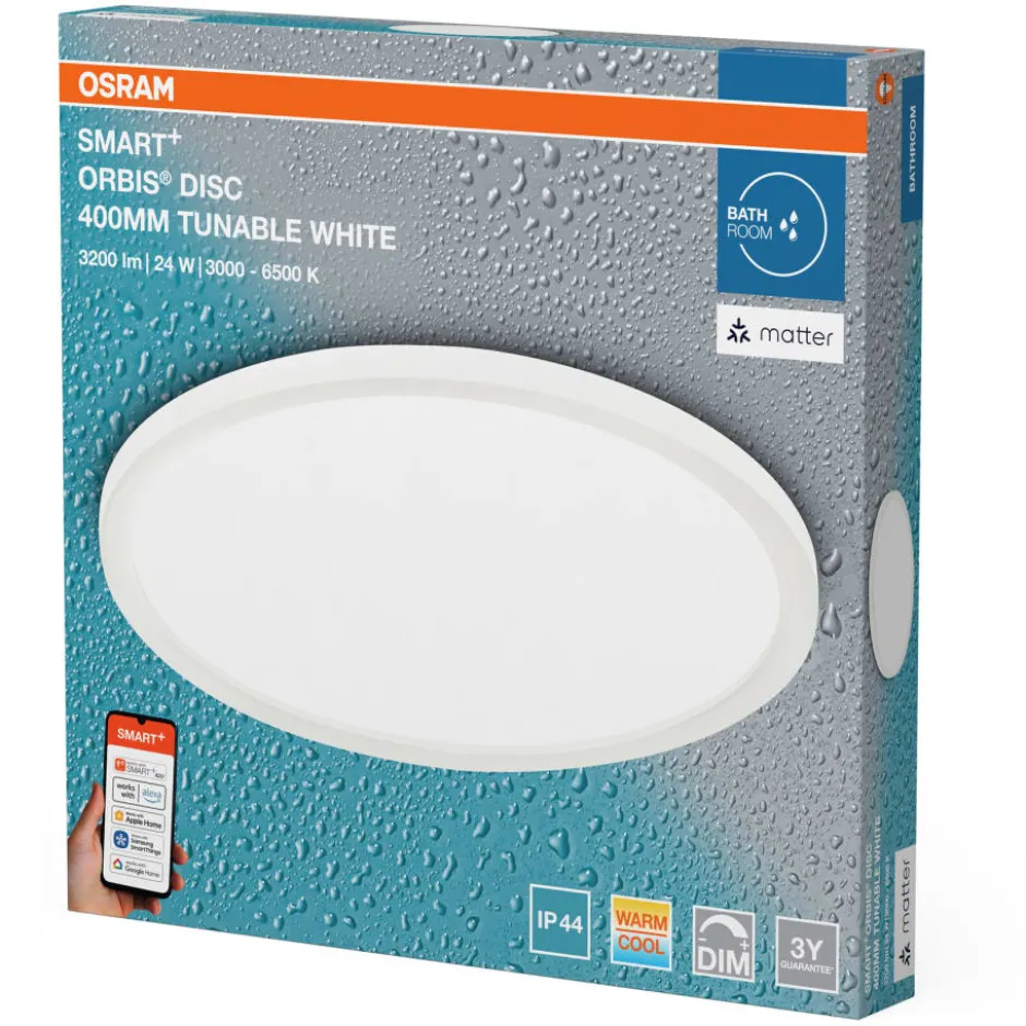 Osram Smart+ Wifi Orbis Disc plafond, justerbar hvid, Ø40 cm