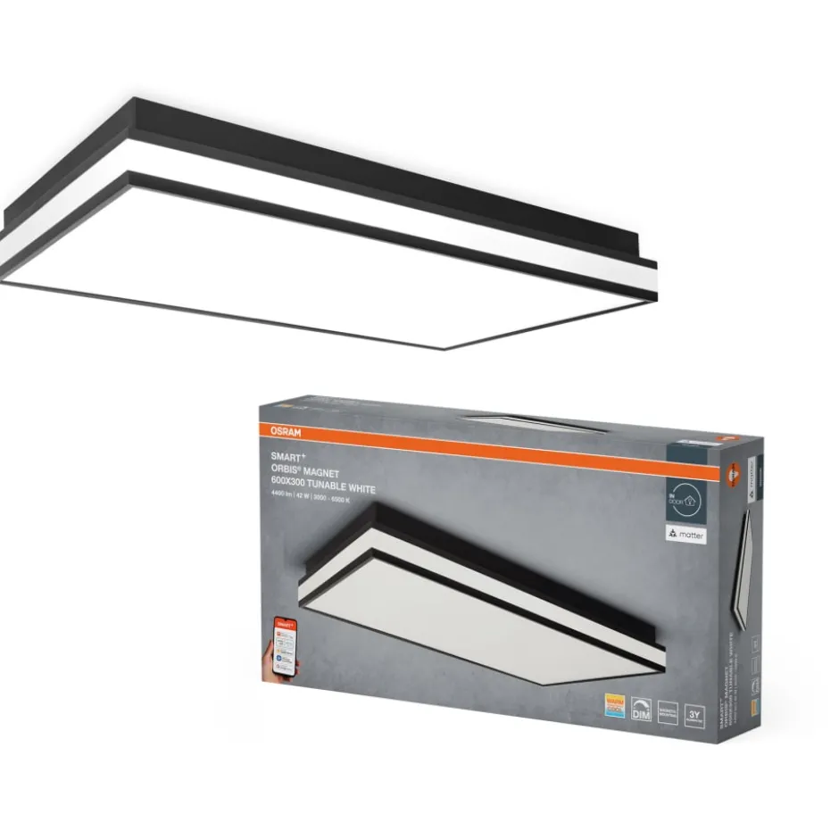 Osram Smart+ Wifi Orbis Magnet plafond, justerbar hvid, 60x30 cm, sort