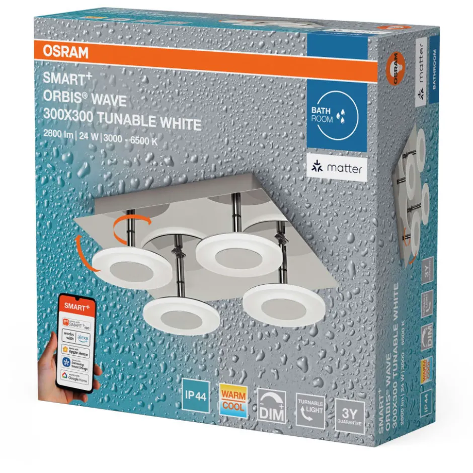 Osram Smart+ Wifi Orbis Wave spotlampe, justerbar hvid, krom