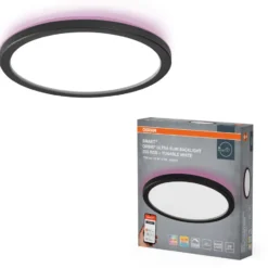 Osram Smart+ Wifi Ultra Slim Backlight plafond, farveskift + hvid, sort, Ø23,5 cm