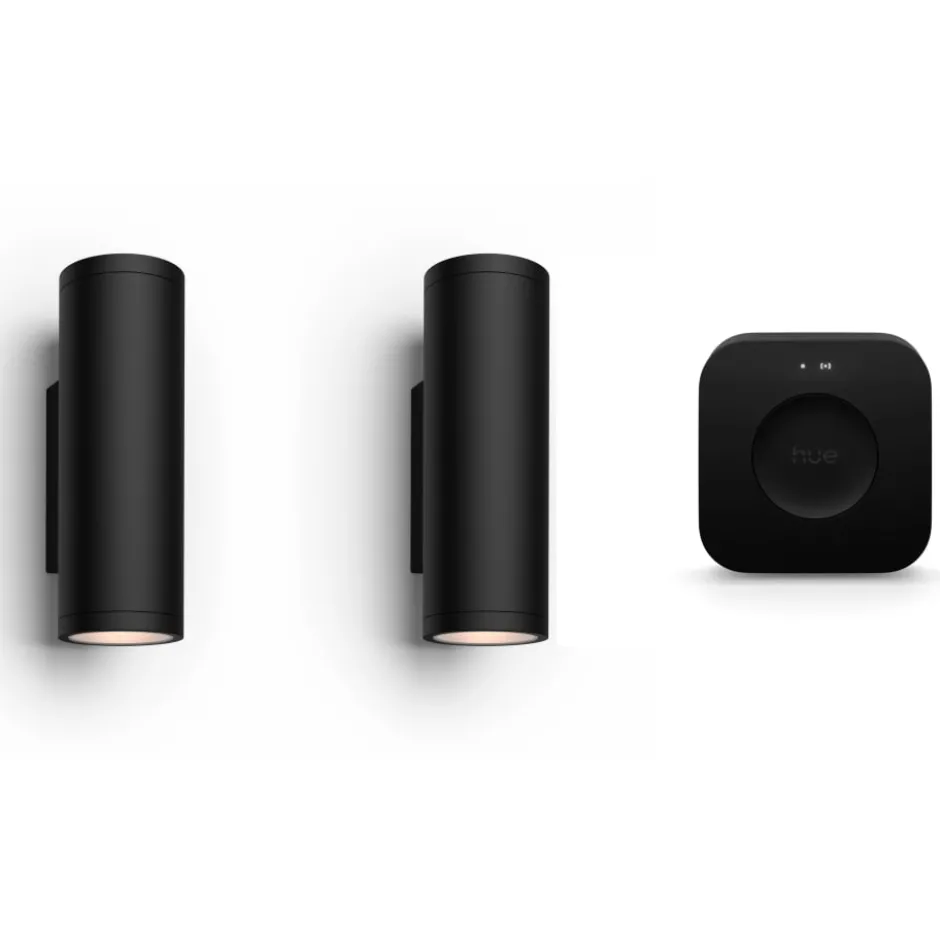 Philips Hue Appear udendørs væglamper med Bridge Pro, sort, 2-pak