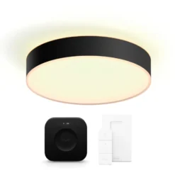 Philips Hue Enrave plafond, sort, Ø38 cm, startsæt