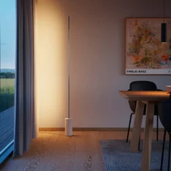 Sackit Expo 185 gulvlampe, børstet stål