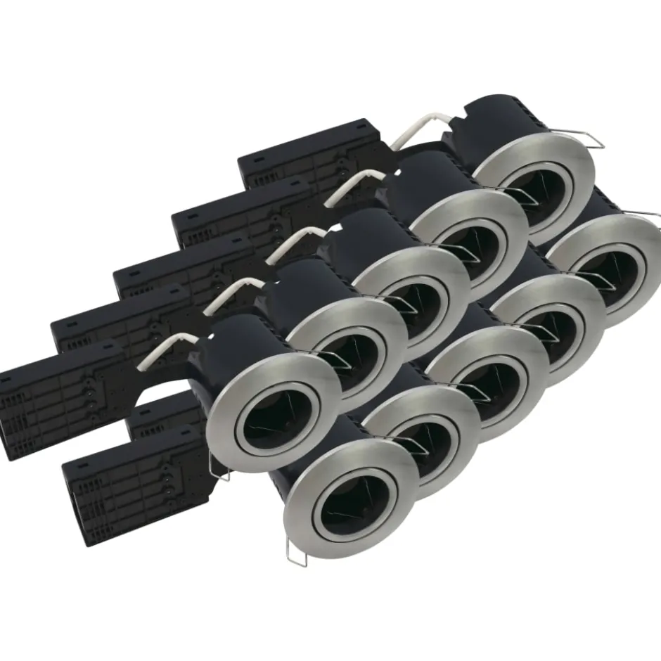 Scan Products Luna Quick Install indbygningsspot, GU10, 10 stk, børstet aluminium