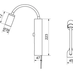 SG Tube væglampe med USB, 2700K, hvid