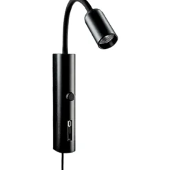 SG Tube væglampe med USB, 3000K, sort