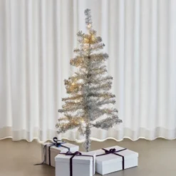 Sirius Happy kunstigt juletræ med lys, sølv, 120 cm