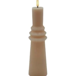 Sirius Sille Nordic Sculpture Ringet kunstig stearinlys, brun