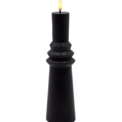 Sirius Sille Nordic Sculpture Ringet kunstig stearinlys, sort