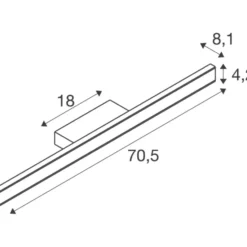 SLV One Linear væglampe, messing, 70 cm