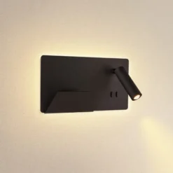 SLV Somnila USB væglampe, sort, venstre