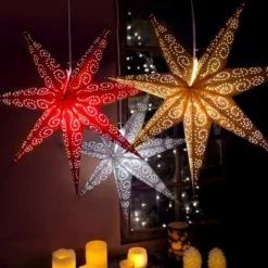 Star Trading Antique julestjerne med lys, 60 cm, rød