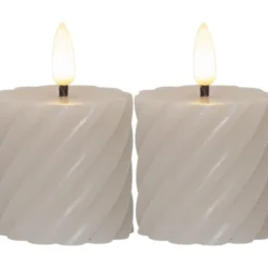 Star Trading Flamme Swirl LED bloklys, batteri, beige