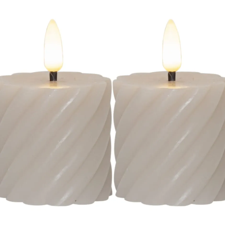 Star Trading Flamme Swirl LED bloklys, batteri, beige