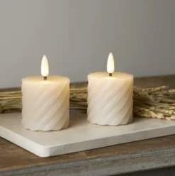 Star Trading Flamme Swirl LED bloklys, batteri, beige