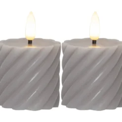 Star Trading Flamme Swirl LED bloklys, batteri, grå