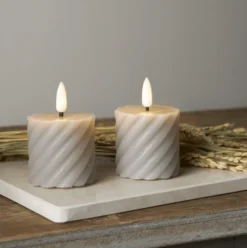 Star Trading Flamme Swirl LED bloklys, batteri, grå