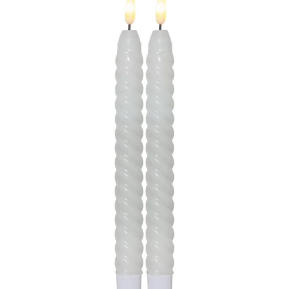 Star Trading Flamme Swirl LED kronelys, batteri, hvid