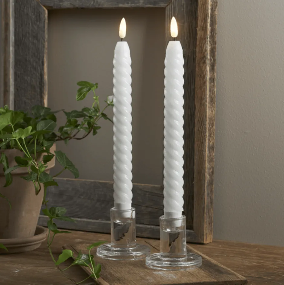Star Trading Flamme Swirl LED kronelys, batteri, hvid