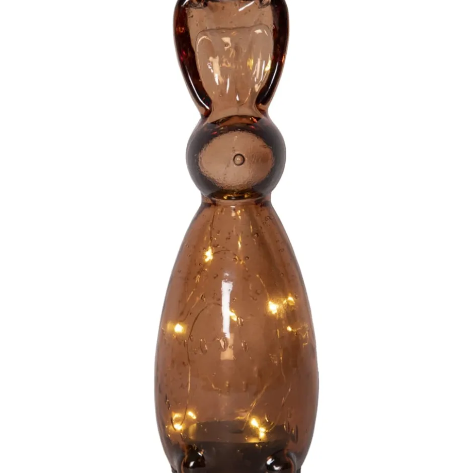 Star Trading Harry glas hare med lys, 25 cm, brun