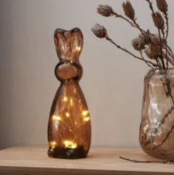 Star Trading Harry glas hare med lys, 25 cm, brun
