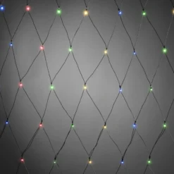 12 stk Konstsmide udendørs lysnet, batteri, 80 farvede lys, 160 x 80 cm