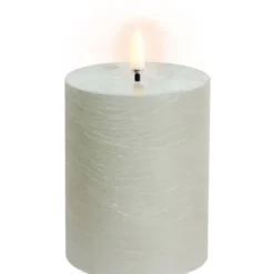 4 stk Uyuni LED bloklys, batteri, rustik grøn