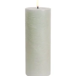 4 stk Uyuni LED bloklys, batteri, rustik grøn