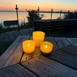 4 stk Uyuni LED stearinlys, sandfarvet