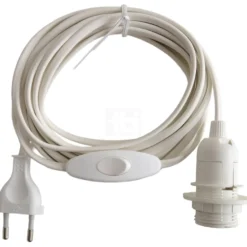 TBI ledning med E14 fatning & afbryder, hvid