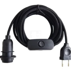 TBI ledning med E14 fatning & afbryder, sort
