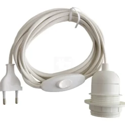 TBI ledning med E27 fatning & afbryder, hvid