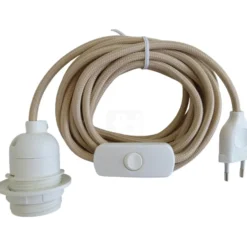 TBI ledning med E27 fatning & afbryder, sandfarvet