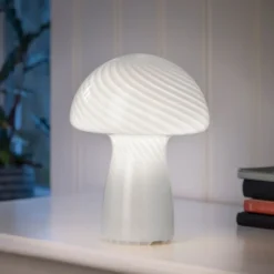 Veli Line Mushroom genopladelig bordlampe, hvid