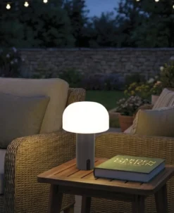 Veli Line Shape genopladelig bordlampe, grå