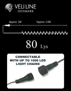 Veli Line udendørs lyskæde, varm hvid lys, 6 meter