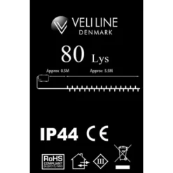 Veli Line udendørs lyskæde, batteri, ravfarvet lys, 6 meter