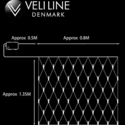 Veli Line udendørs lysnet, batteri, 80 varm hvide lys